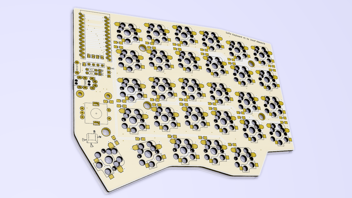 3D render of the PCB
