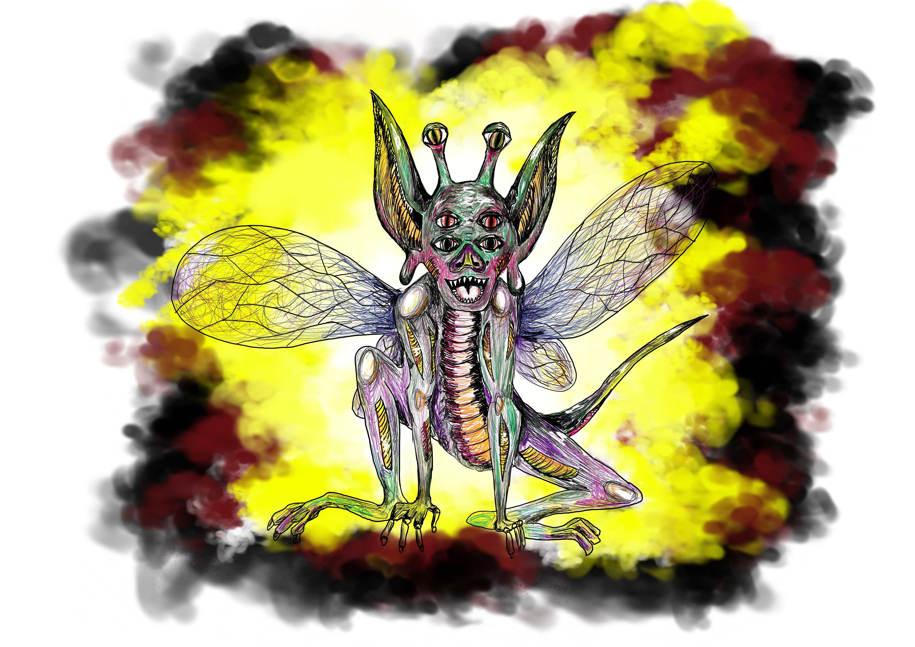 Tiny, winged, many-eyed, Camouflager illustration 